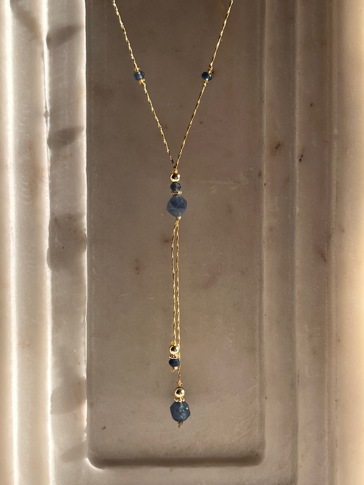 Blue Lariat - Thread and Stone Jewellery