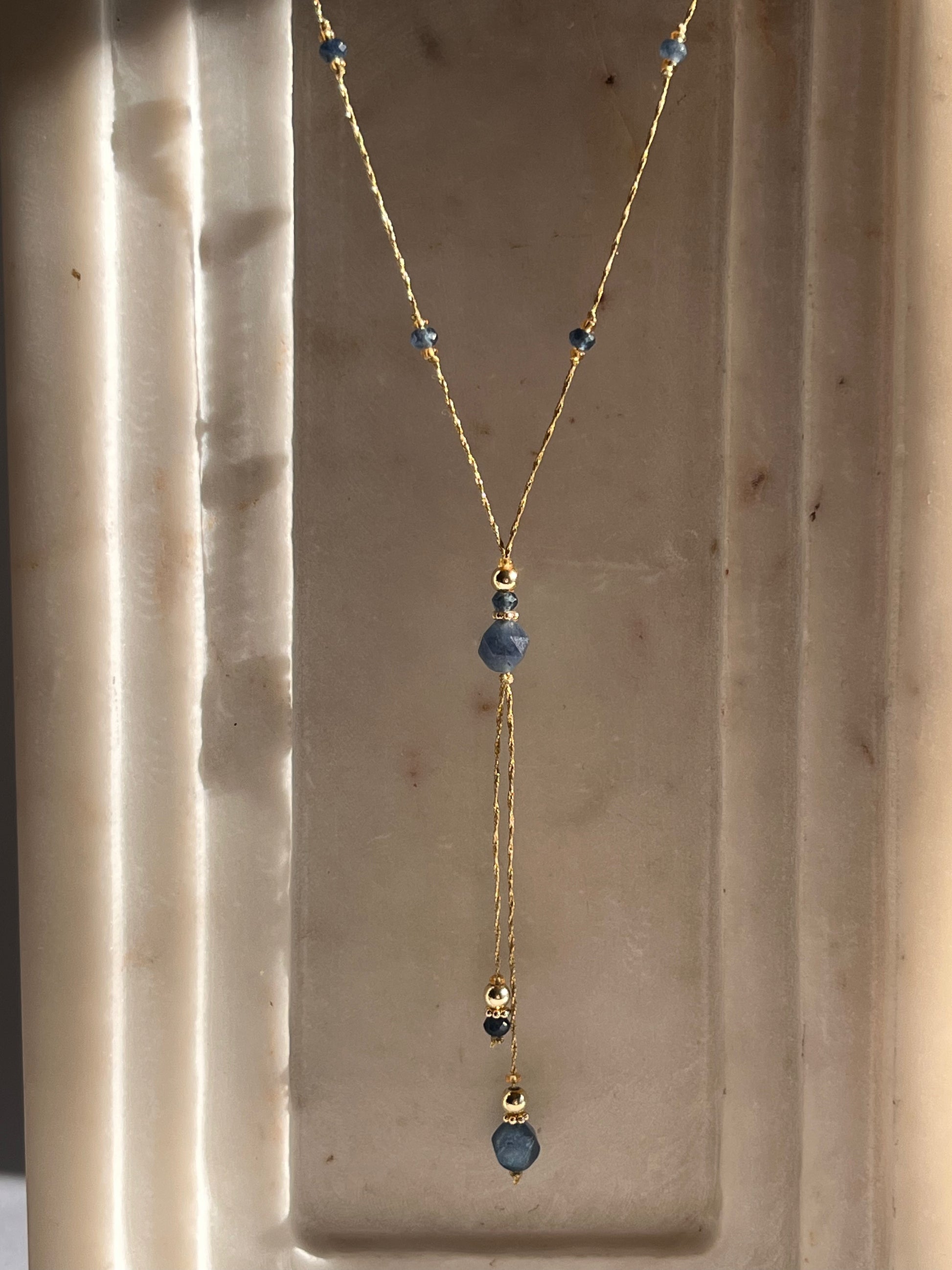 Blue Lariat - Thread and Stone Jewellery