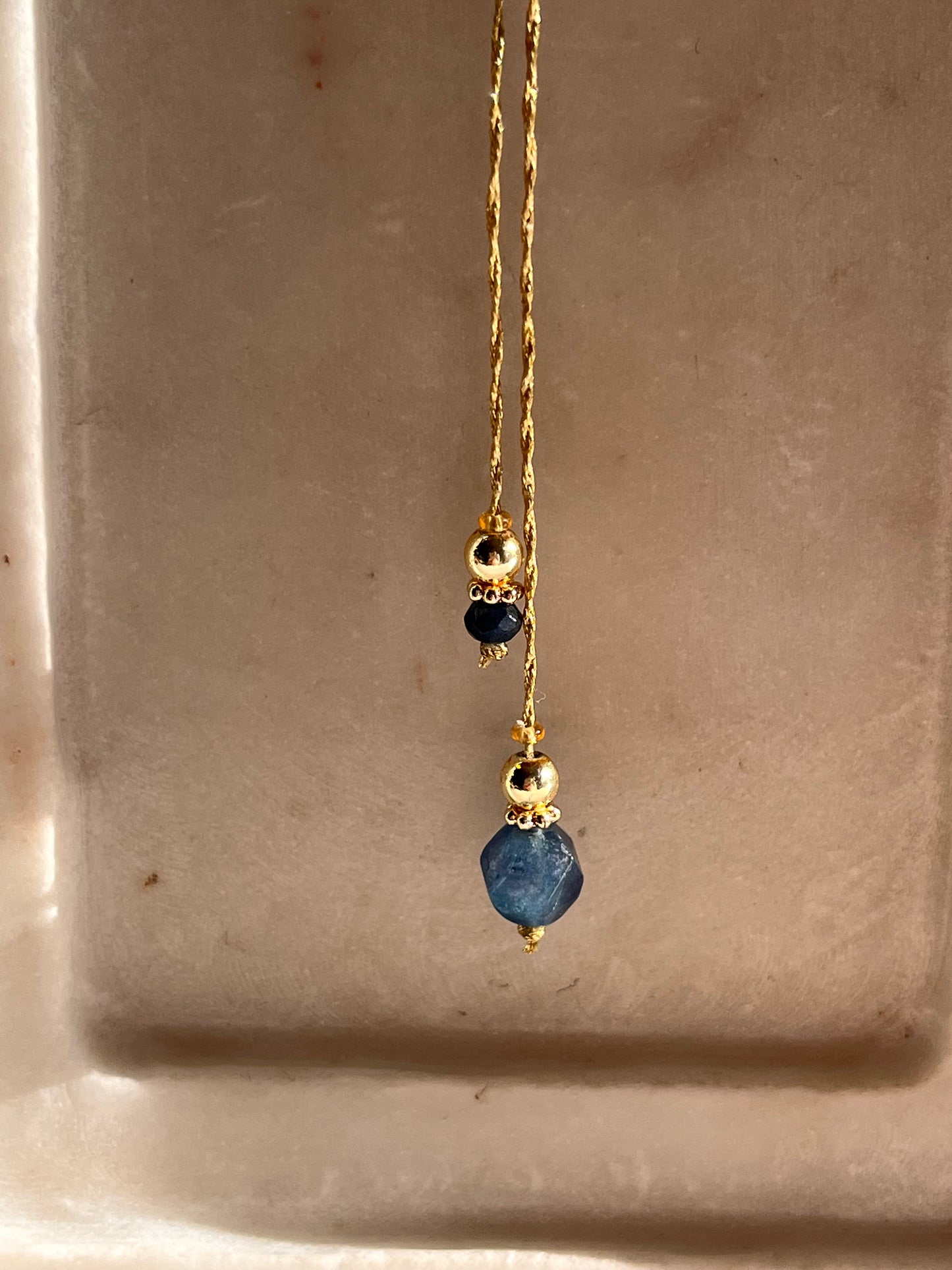 Blue Lariat - Thread and Stone Jewellery