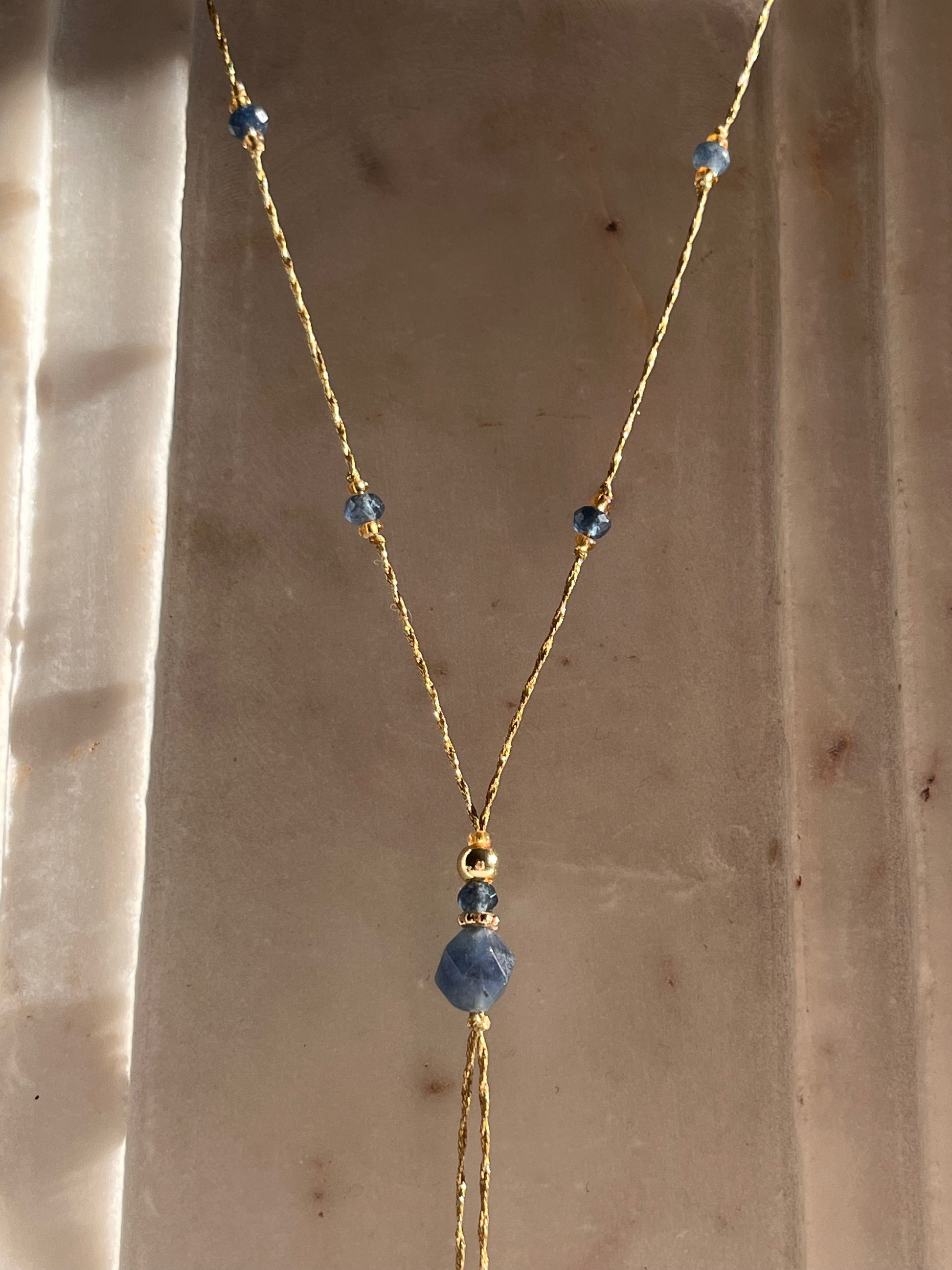 Blue Lariat - Thread and Stone Jewellery