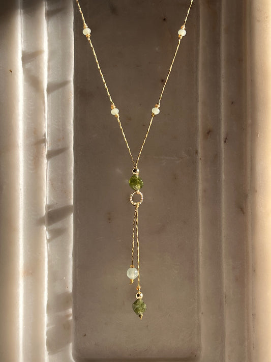 Green Lariat - Thread and Stone Jewellery