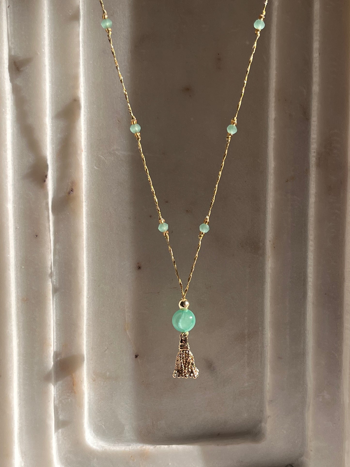 Theia Necklace - Aqua - Thread and Stone Jewellery