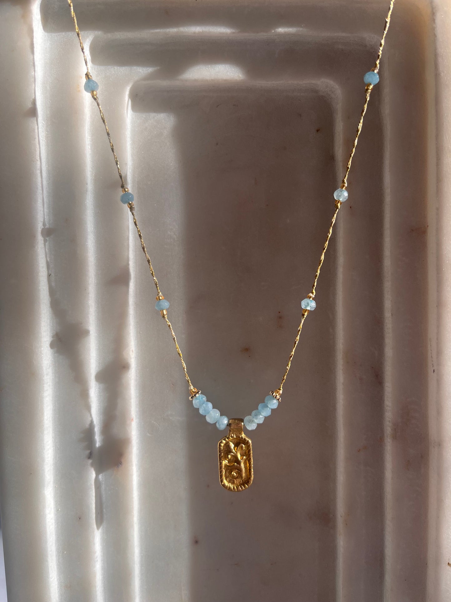 Tethys Necklace - Aquamarine - Thread and Stone Jewellery