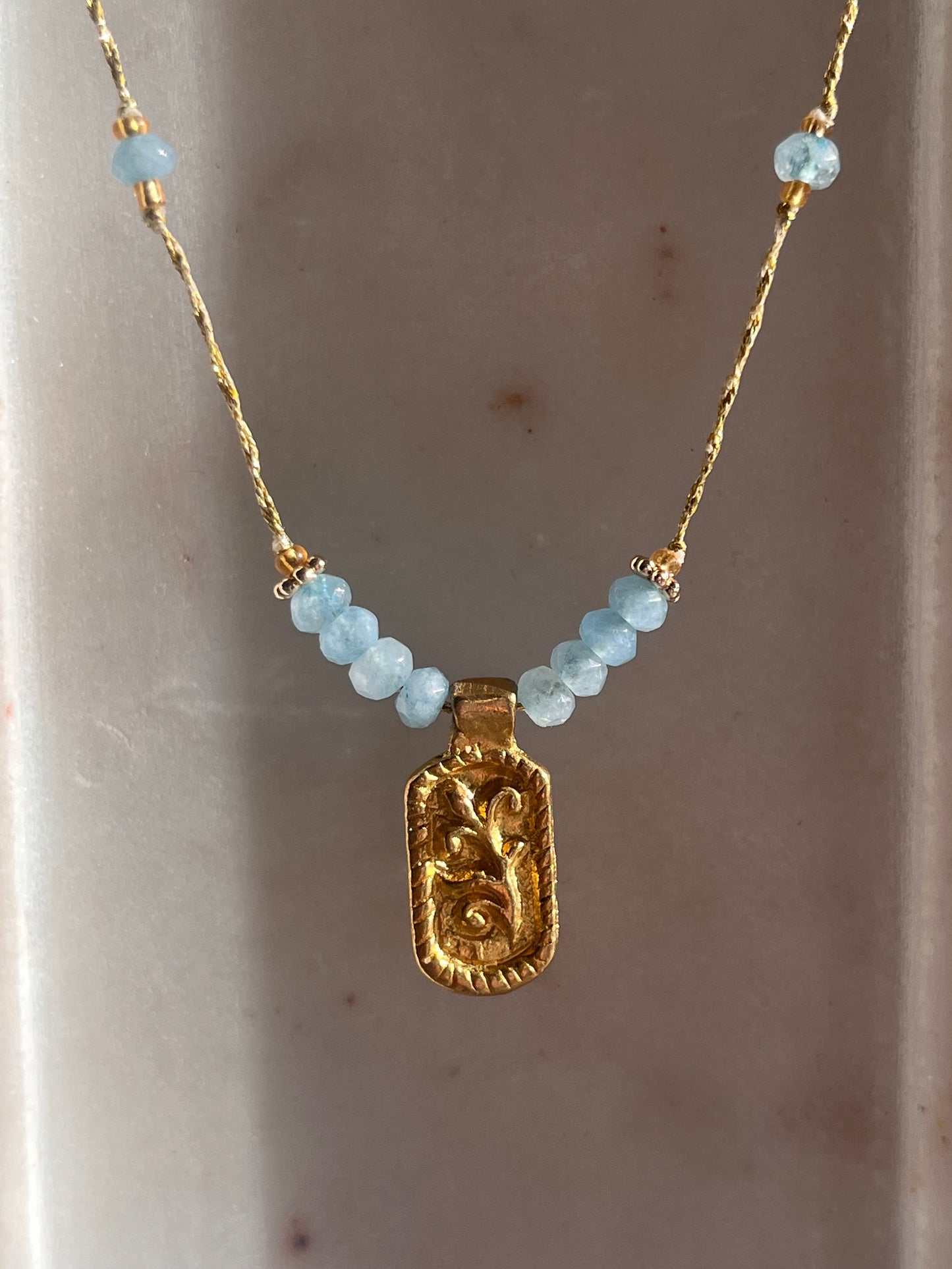 Tethys Necklace - Aquamarine - Thread and Stone Jewellery