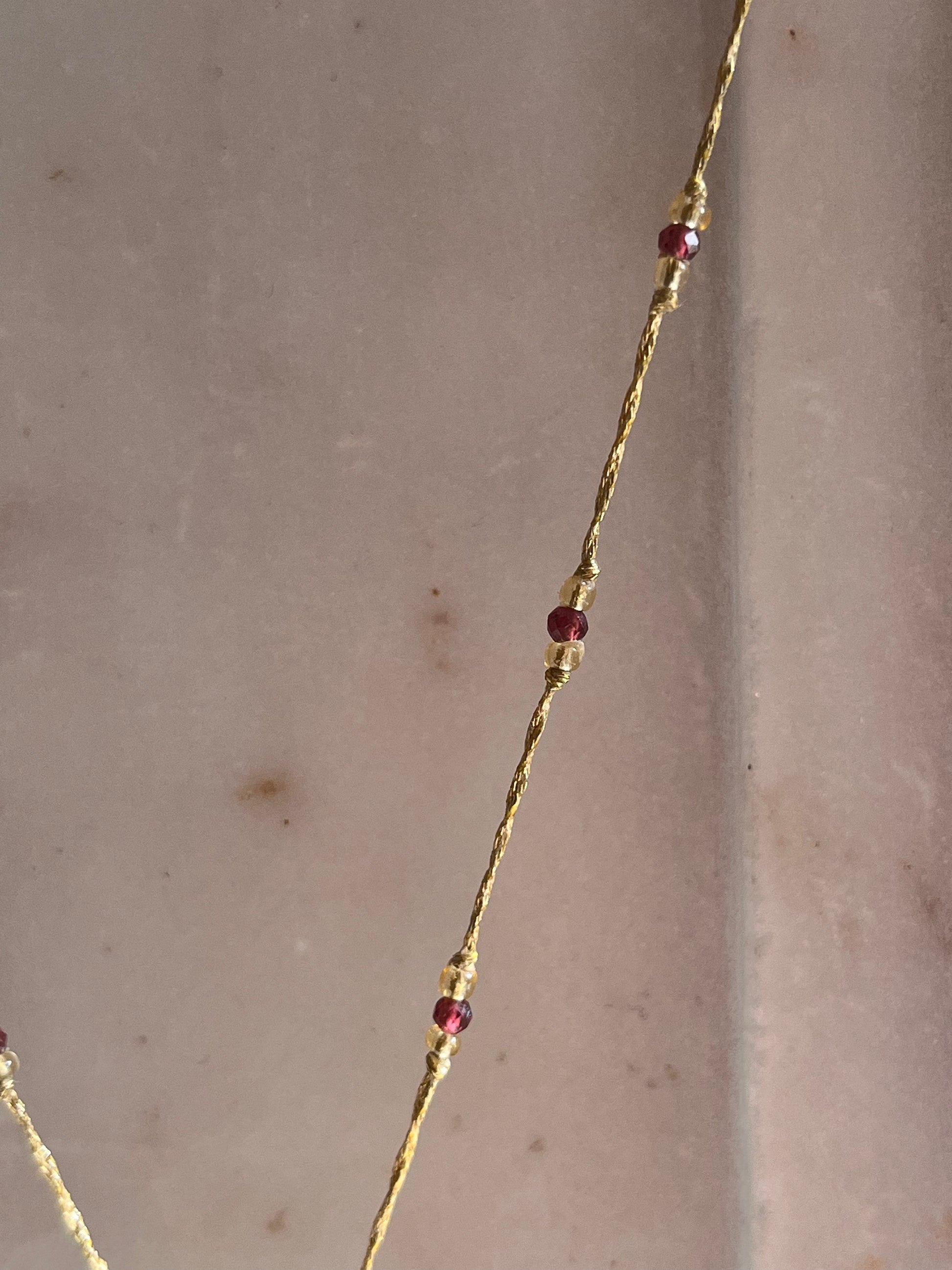 Bee Coin Necklace - Garnet - Thread and Stone Jewellery