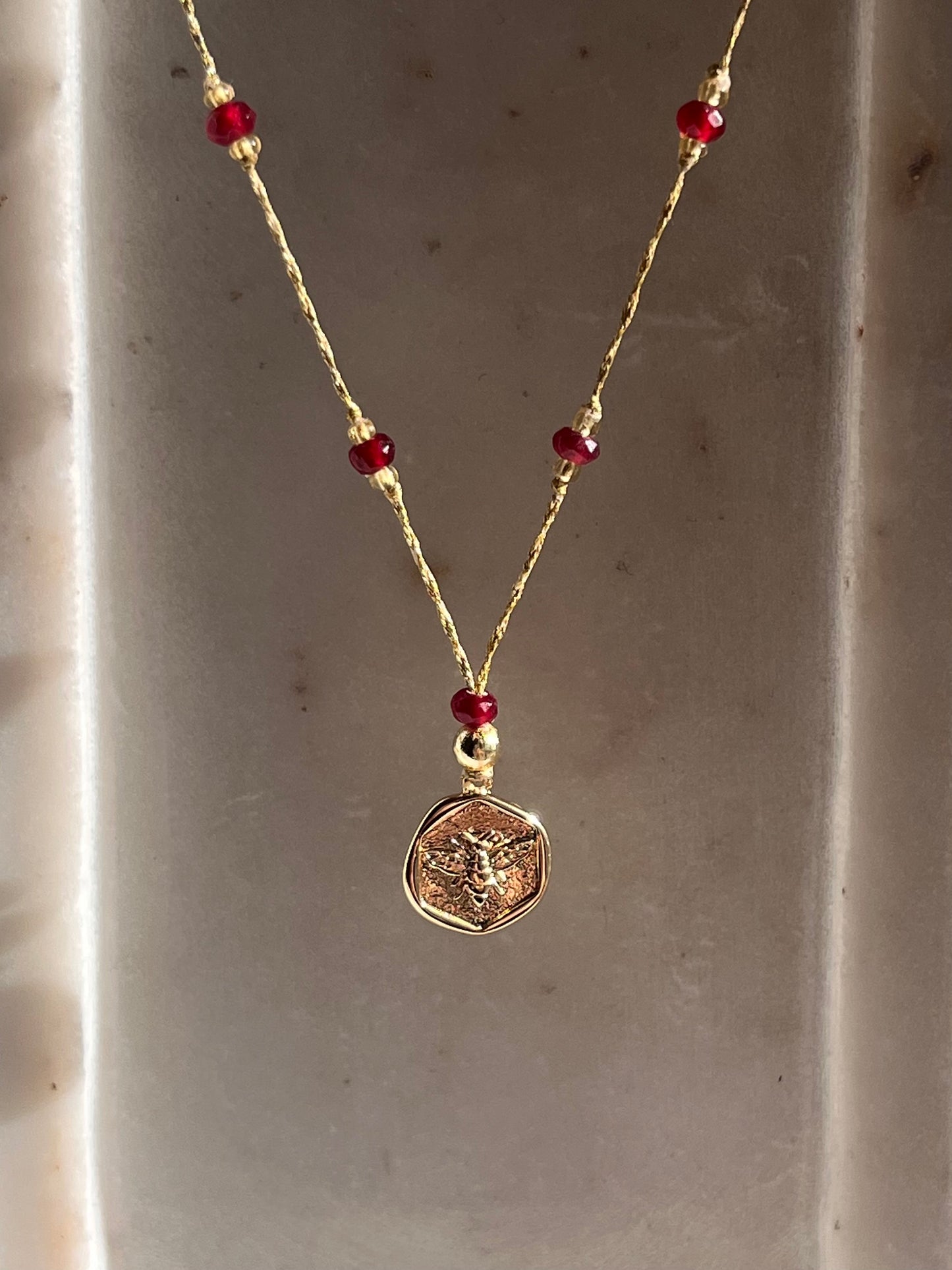 Bee Coin Necklace - Thread and Stone Jewellery